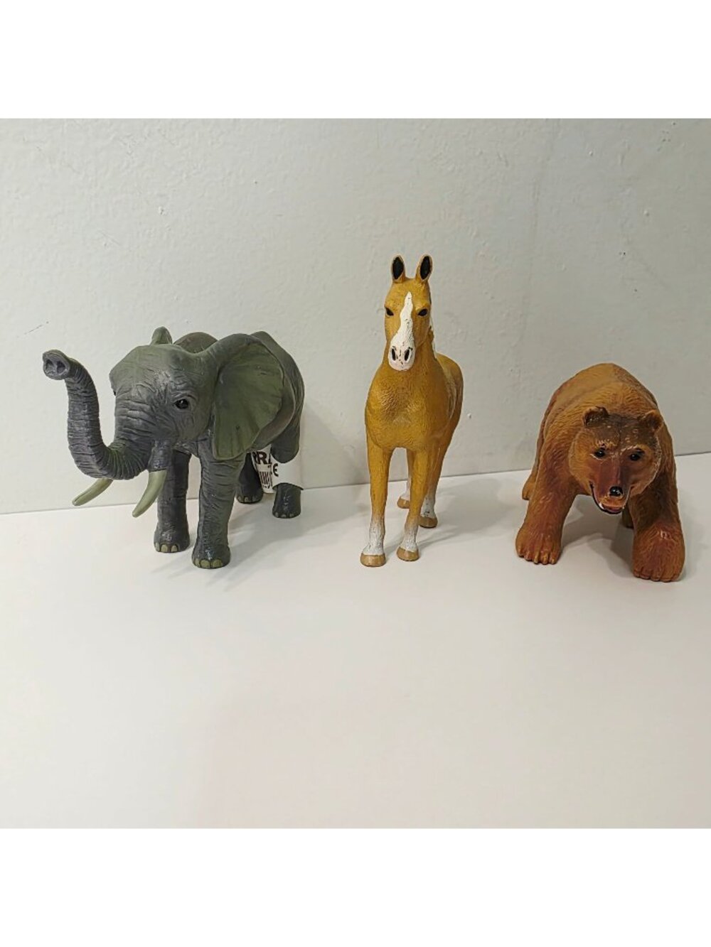 3 Terra by Battat Animal Figures Brown Bear African Elephant and Palomino Horse